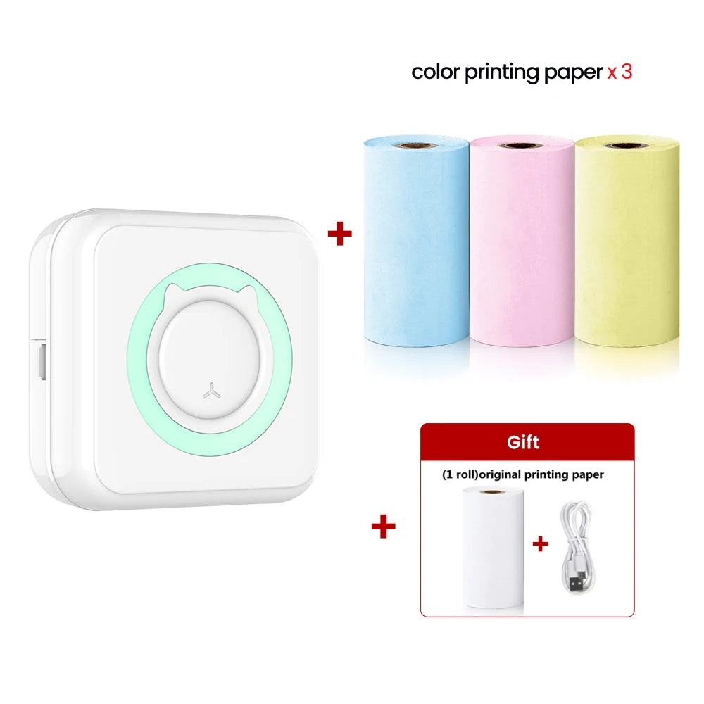 Mini Printer Portable Label Printer Sticker Wireless Inkless Self-Adhesive Thermal Printer Impresora Portátil Android IOS