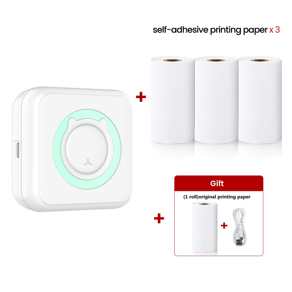 Mini Printer Portable Label Printer Sticker Wireless Inkless Self-Adhesive Thermal Printer Impresora Portátil Android IOS