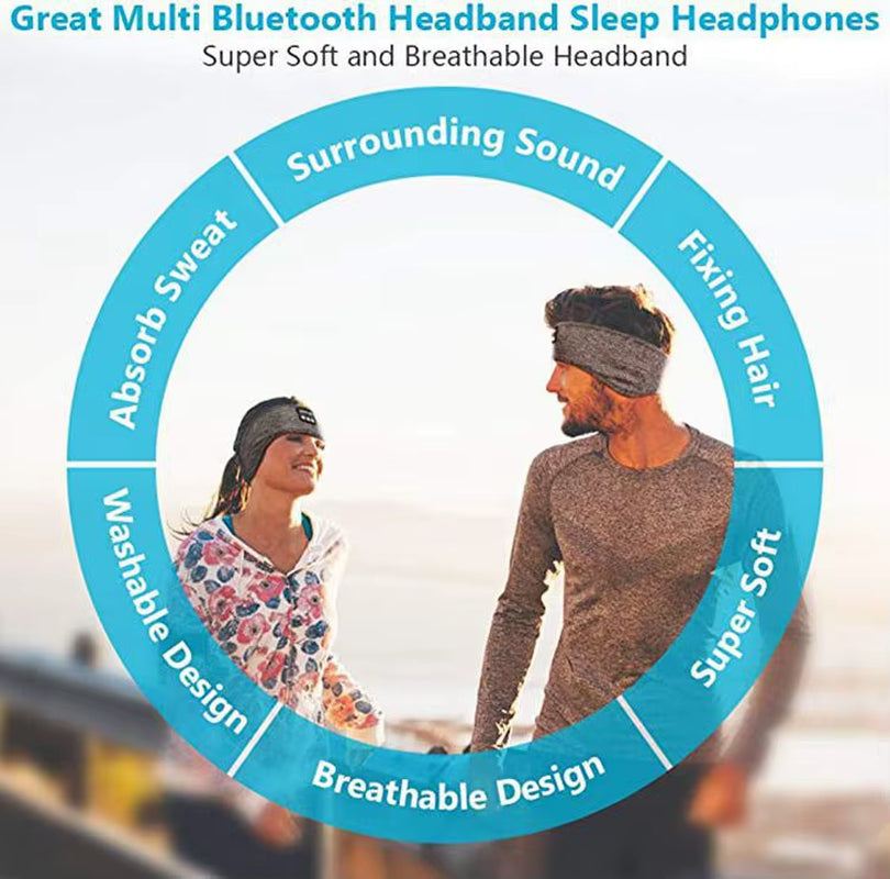 Wireless Bluetooth Music Headband Running Sports Elastic Sweat-Proof Headband Sleep Eye Mask Sleep Headphone Speaker Earphone