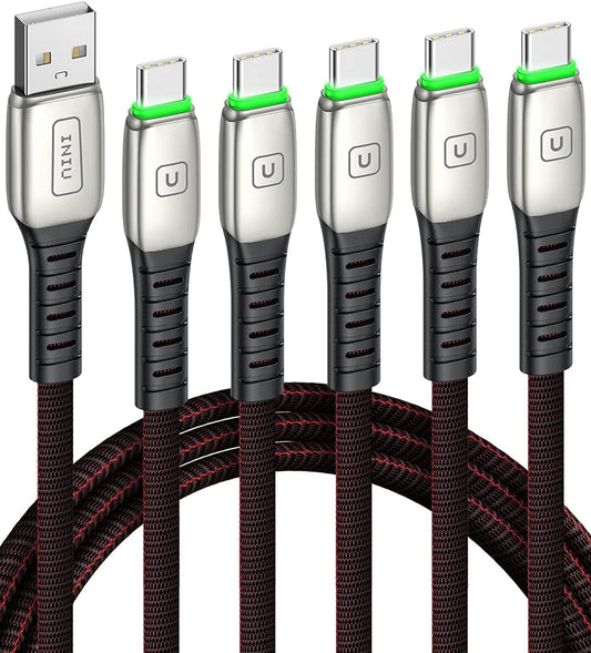 USB Type C Cable, [5 Pack 3.1A] Quick QC3.0 Fast Charging USB C Cable,  (1.6+3.3+3.3+6.6+6.6Ft) Nylon Phone Charger USB-C Cables for Samsung Galaxy S20 S10 S9 S8 plus Note 10 9 LG Google Pixel Etc